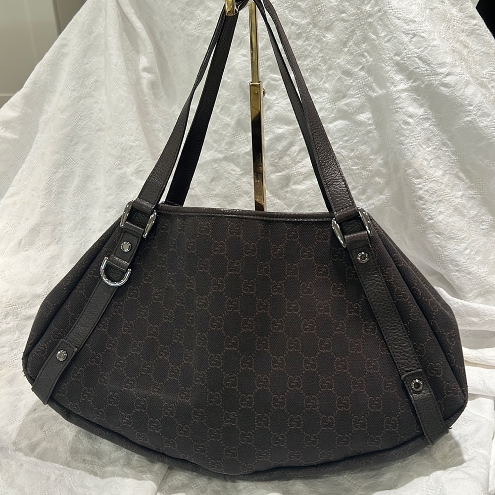 Vintage Gucci GG Canvas and Leather Abbey Tote